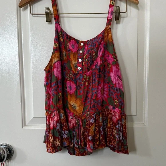 Free People x Spell & the Gypsy Pink and Red Floral Tank and Maxi Skirt Set - Picture 3 of 11